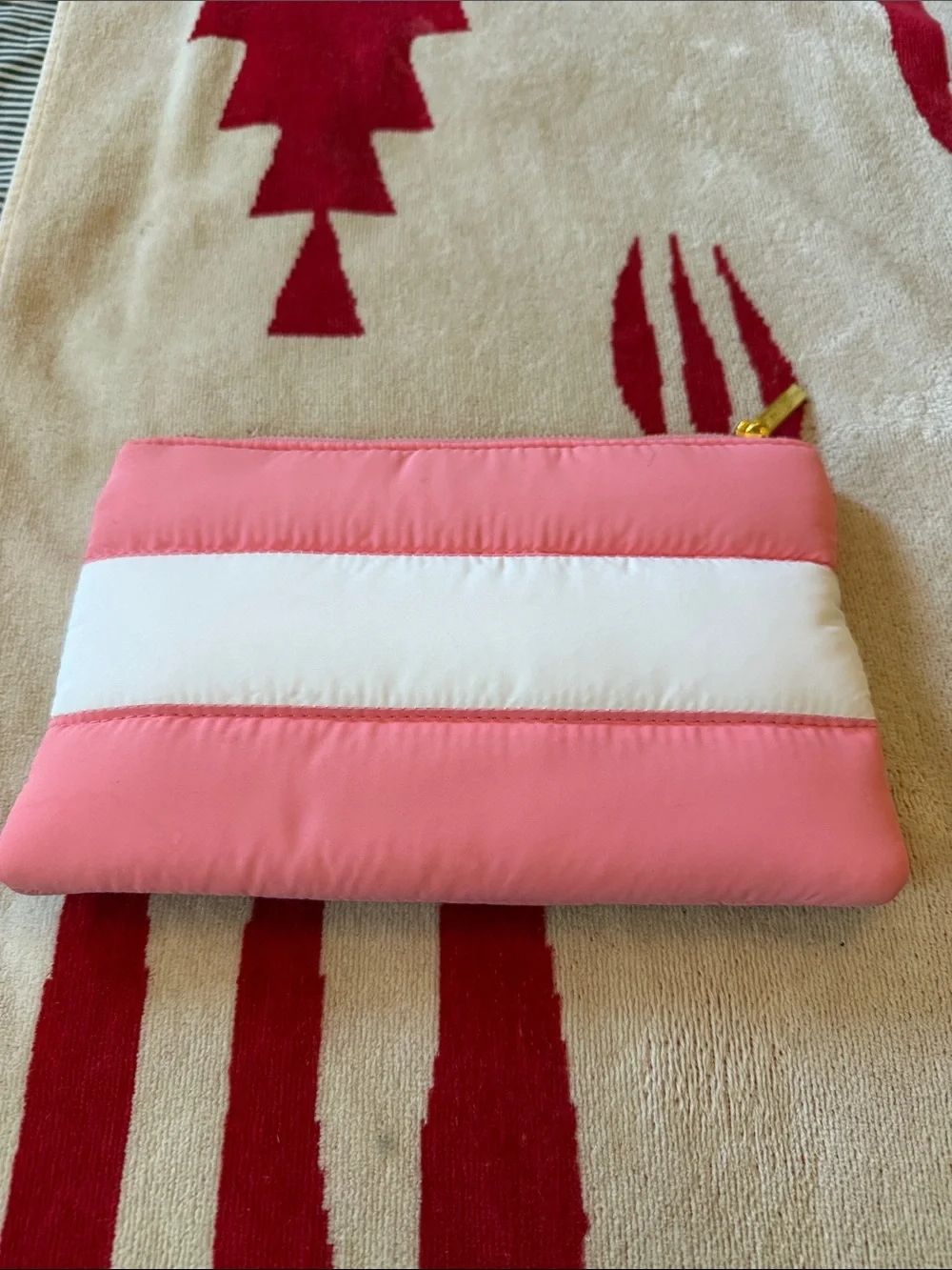 Moschino Pink & White Quilted Puffer Clutch